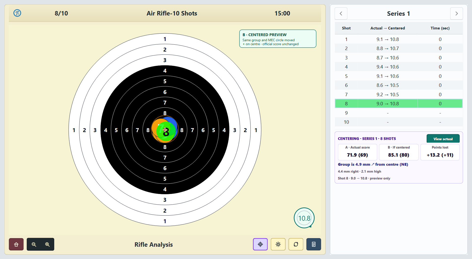 Centered group preview in Tachus Scoring Software